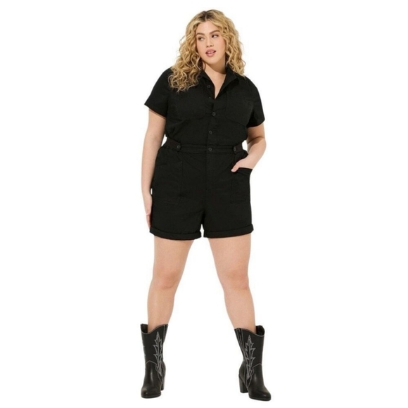 torrid Pants - Torrid Deep Black 8 Inch Lightweight Twill Jumper Romper N0442